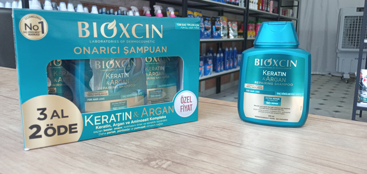 شامپو BIOXCIN مدل keratin &argan مخصوص ریزش مو و مناسب برای مو و پوست سر حساس
