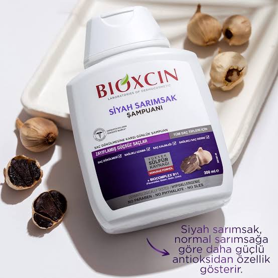 شامپو BIOXCIN مدل Black garlic مخصوص ریزش مو، تقویت ریشه مو و مناسب برای همه انواع مو