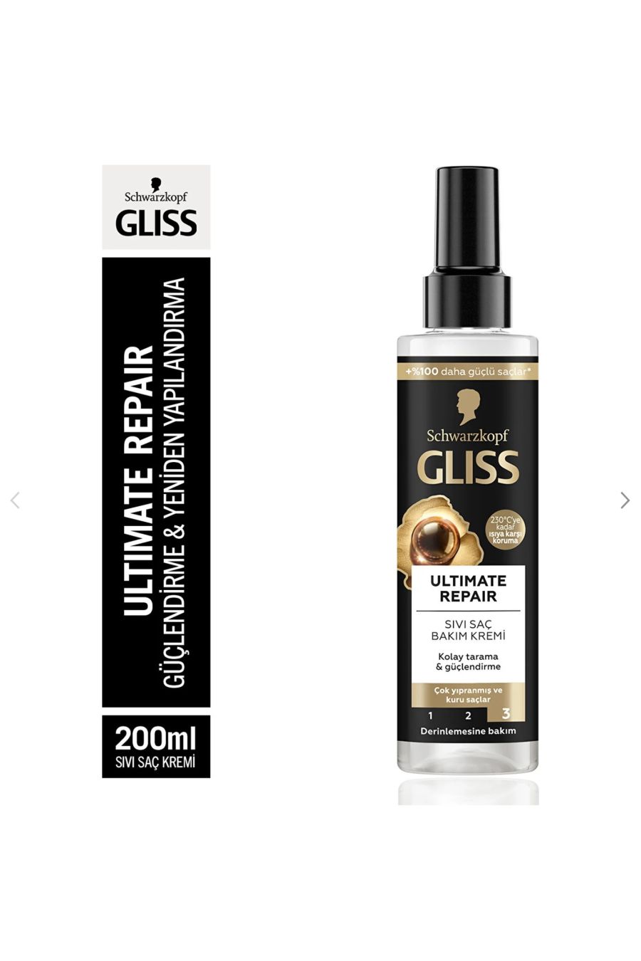 اسپری موی دوفاز GLISS مدل ULTIMATE REPAIR مناسب موهای خیلی خشک و آسیب دیده حاوی کراتین